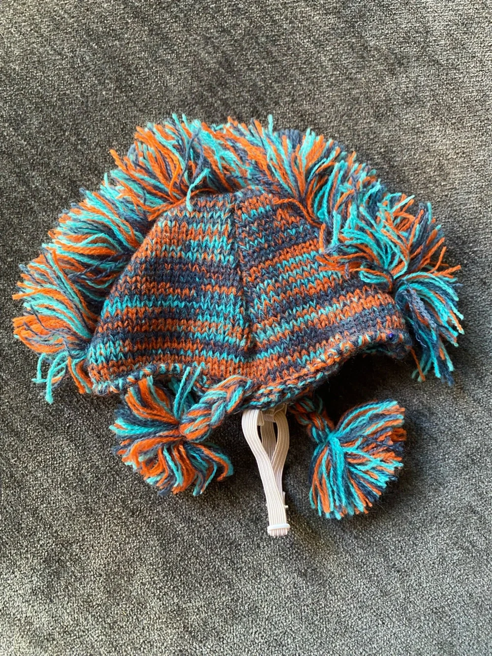 Dog Hat Blue & Orange Pom-Pom